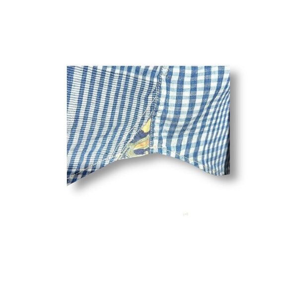 Tommy Bahama Men's L Blue Plaid Linen Patchwork Button Up Shirt Coastal Island - Picture 6 of 8